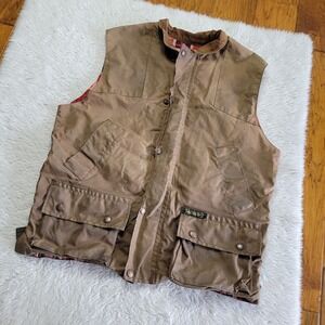 Driza-Bone Riding Vest Brown Waxed Cotton Medium Flannel Lined Biker Australia